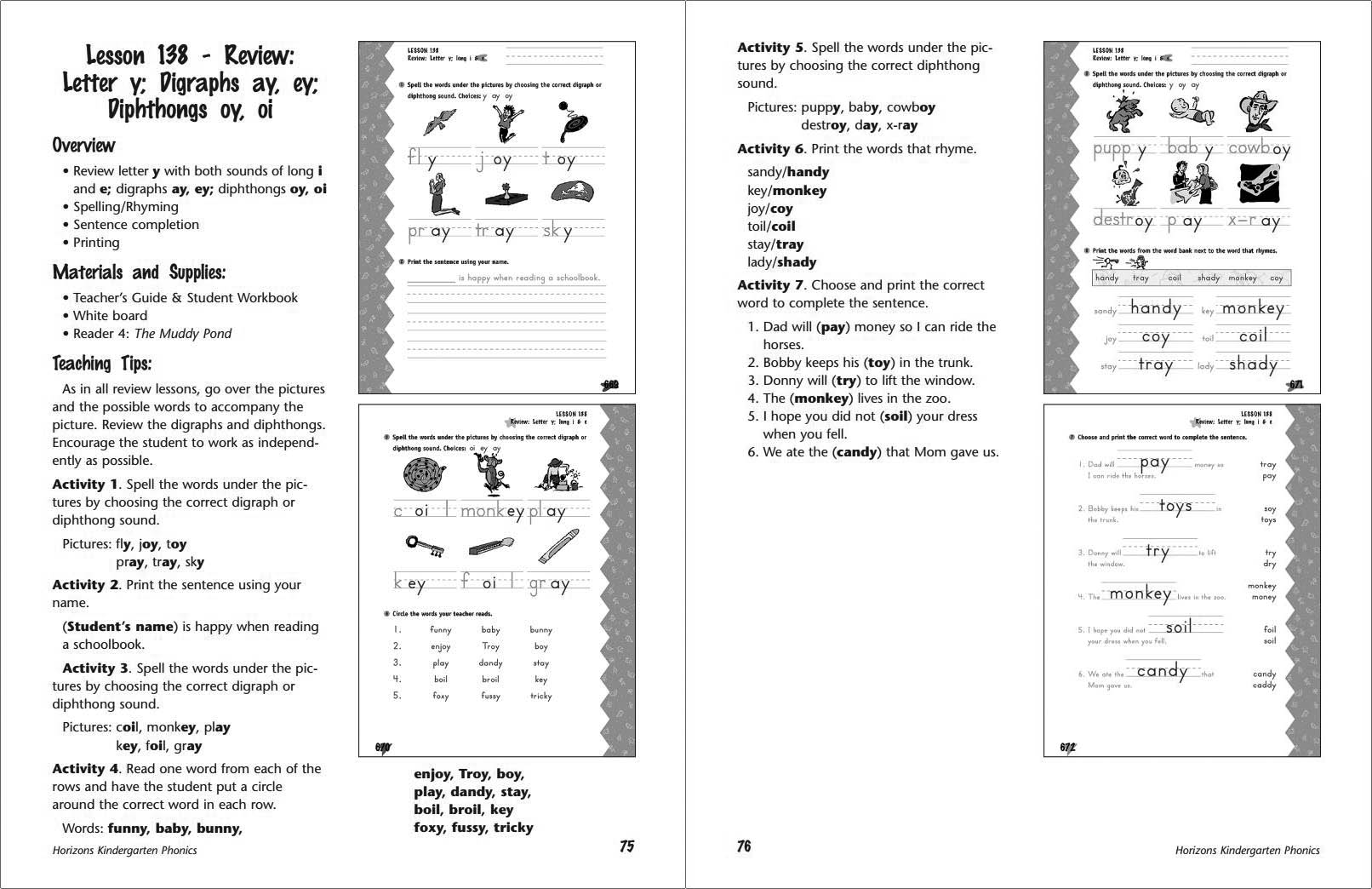 K_Phonics Reading Teacher's Guide sample page 3-4